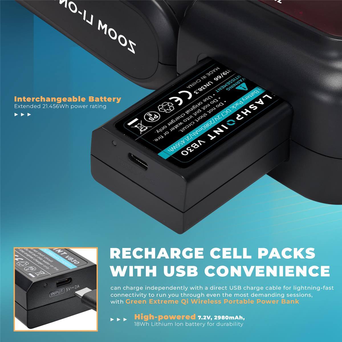 NO-17 WOOZ IN MADE R19/66 CE CHINA 3. UN38 RTISSEMENT Battery n Interchangeable Battery Use Do Extended 21.456Wh power rating original not Do Pack: LASH? put not DC7 PS charger into short only. or water circuit. .2V/2980mAh/21. fire. 456Wh VB30

10 put into short INT RECHARGE CELL PACKS charger water circuit. VB30 only. OF fire. WITH USB CONVENIENCE 5V=2A can charge independently with a direct USB charge cable for lightning-fast INPUT connectivity to run you through even the most demanding sessions, with Green Extreme Qi Wireless Portable Power Bank

>>> High-powered 7.2V, 2980mAh, 18Wh Lithium Ion battery for durability