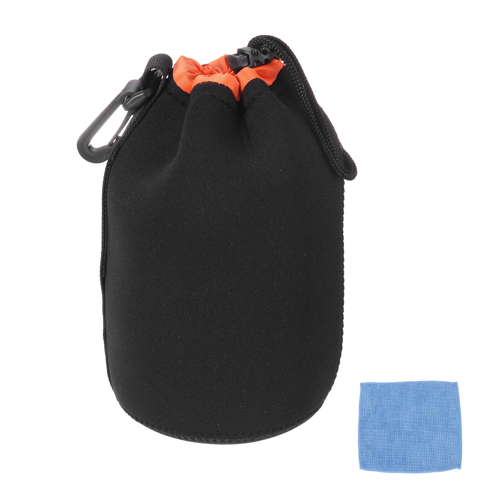 Unique Bargains - Lens Pouch, 4"x7" Drawstring Plush Neoprene Case for DSLR Gear - Black