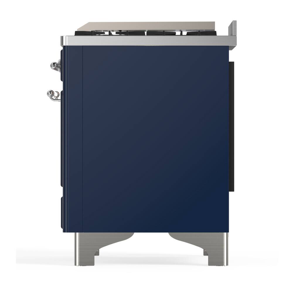 Alt View 6. ILVE - ILVE Majestic III Series 36 in. Dual Fuel Range with 6 Sealed Burners + Griddle (Liquid Propane, Chrome Trim) - Midnight Blue.