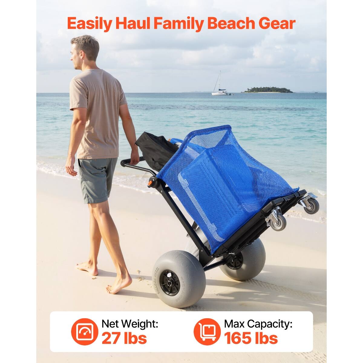 Easily Haul Family Beach Gear

Net Weight: 27 lbs

Max Capacity: 165 lbs