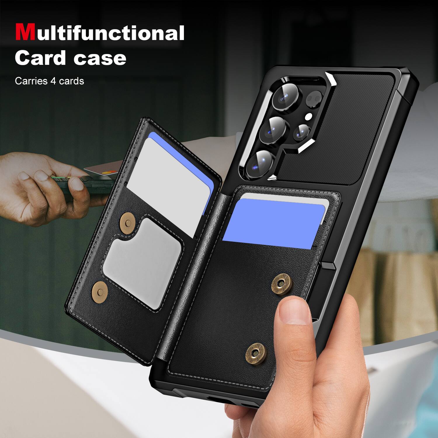 Multifunctional Card case  
Carries 4 cards