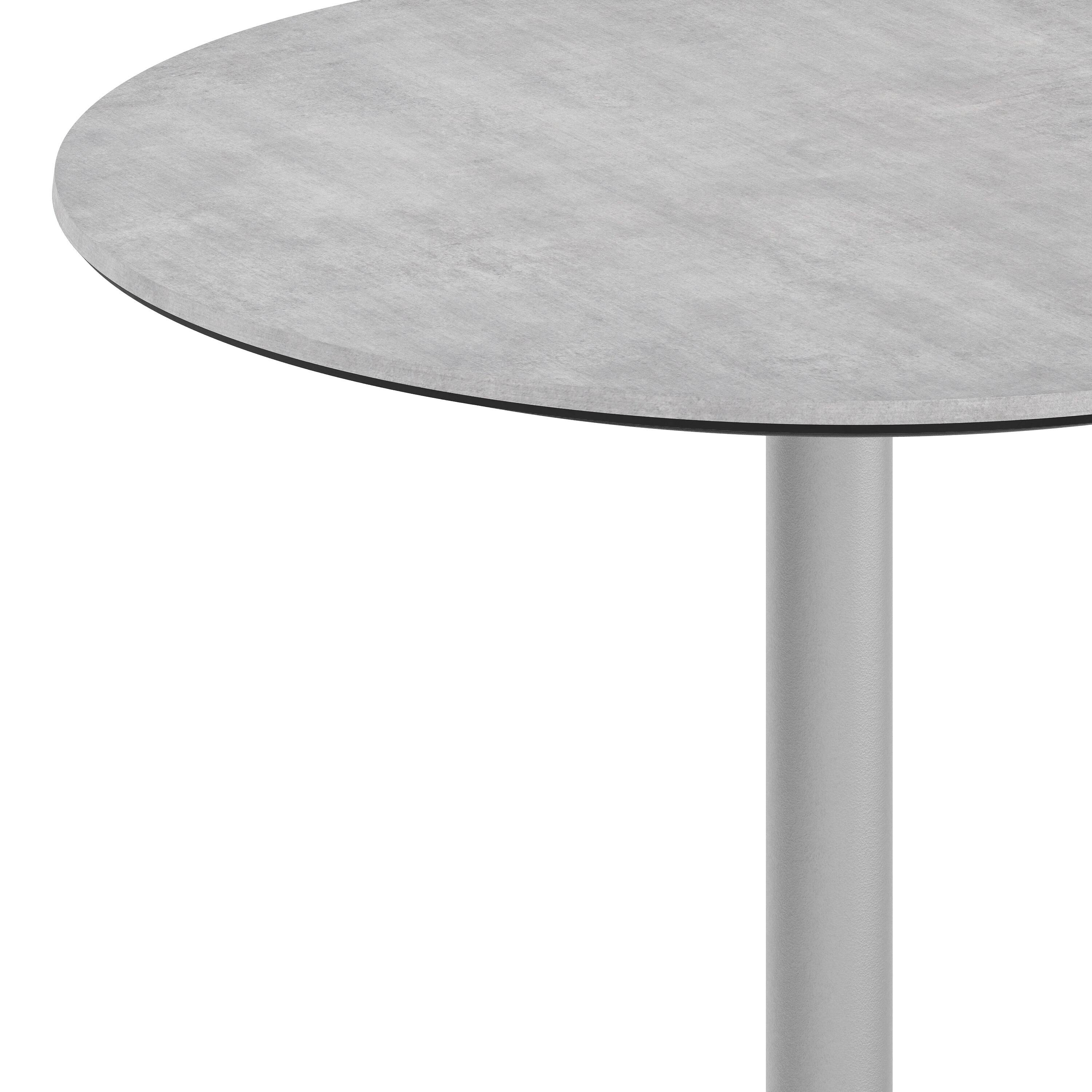 Alt View 9. Emma + Oliver - PureShield Indoor Outdoor Tabletop with Seam-Free Surface Innovation and Cast Iron Bistro Table Base - Gray Faux Concrete/Silver Base.