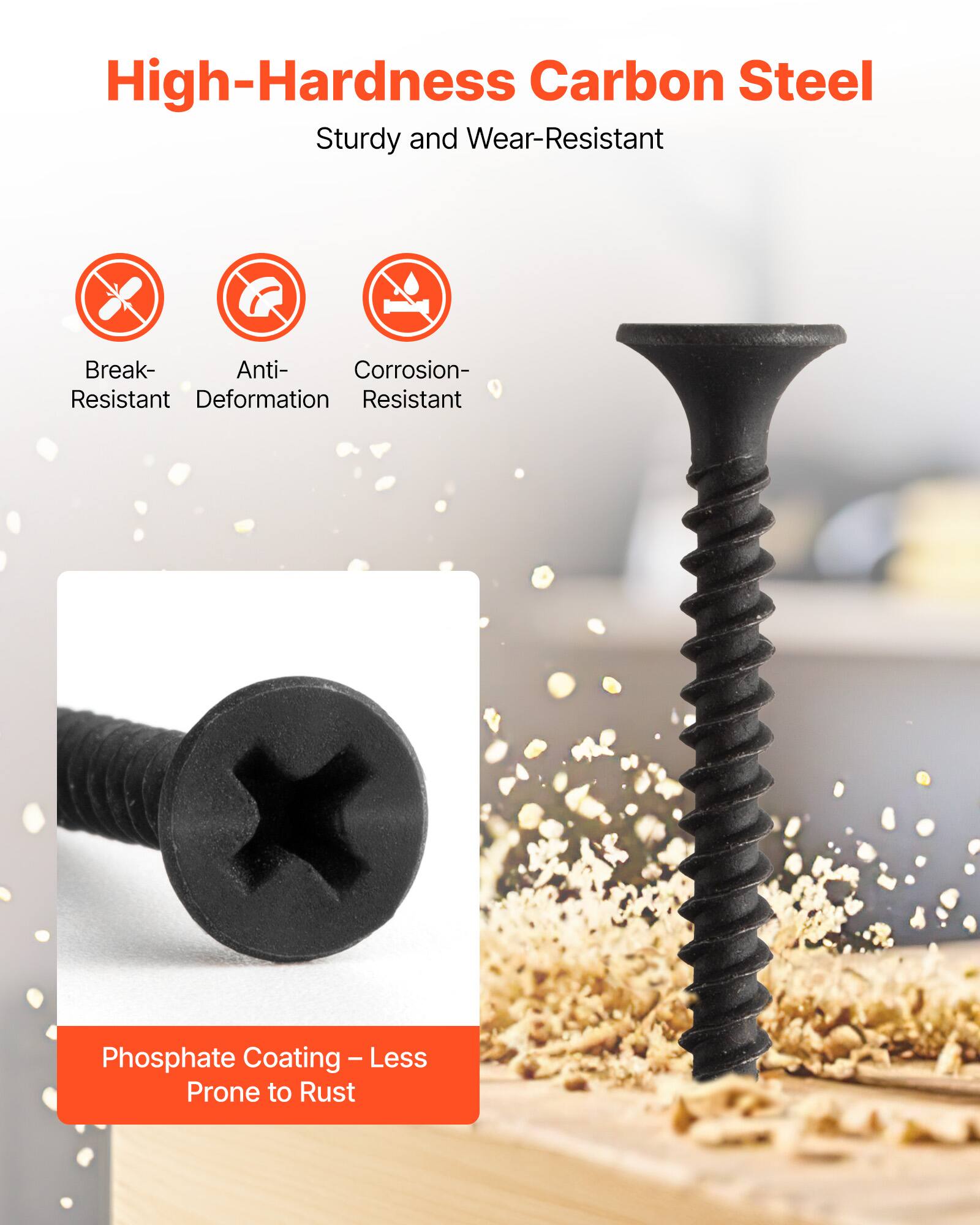High-Hardness Carbon Steel  
Sturdy and Wear-Resistant  

- Break-Resistant  
- Anti-Deformation  
- Corrosion-Resistant  

Phosphate Coating - Less Prone to Rust