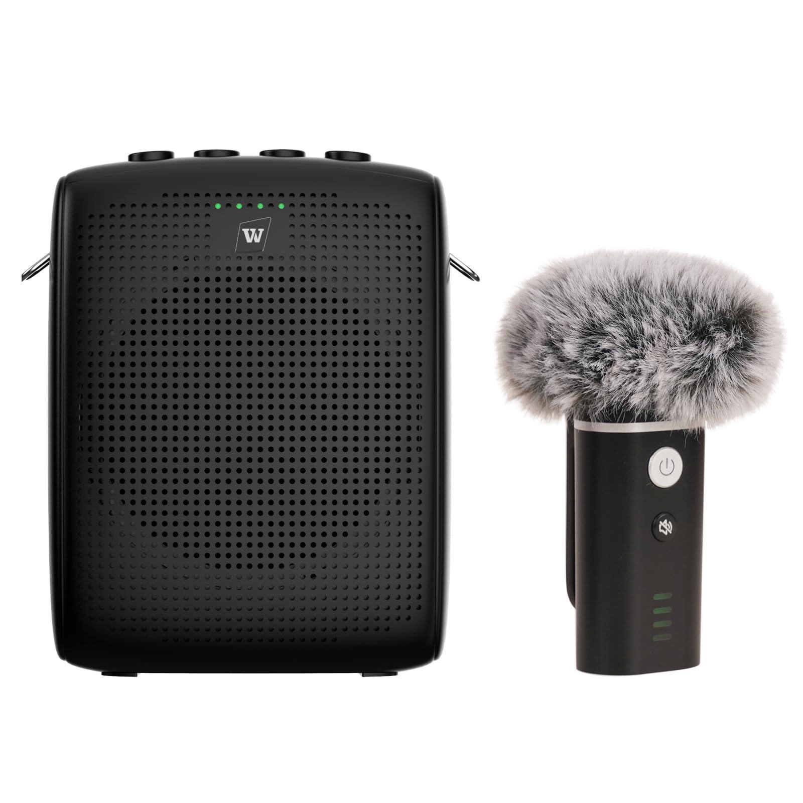 Front. HM 1810 - Winbridge Wb006 Upgraded Wireless Voice Amplifier Lapel Microphone With Windproof Foam Compact Portable Cli - Default.