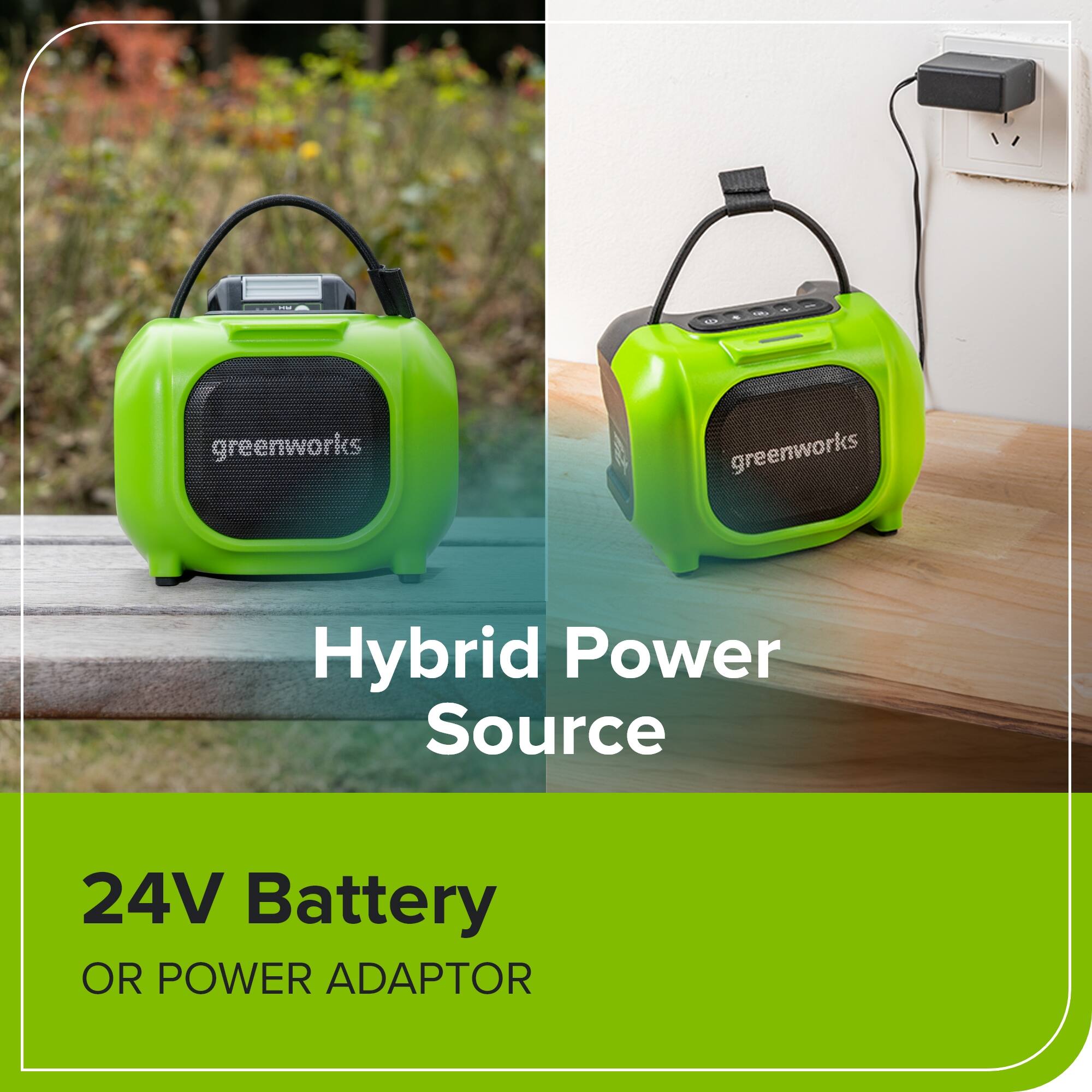 greenworks Hybrid Power Source 24V Battery OR POWER ADAPTOR