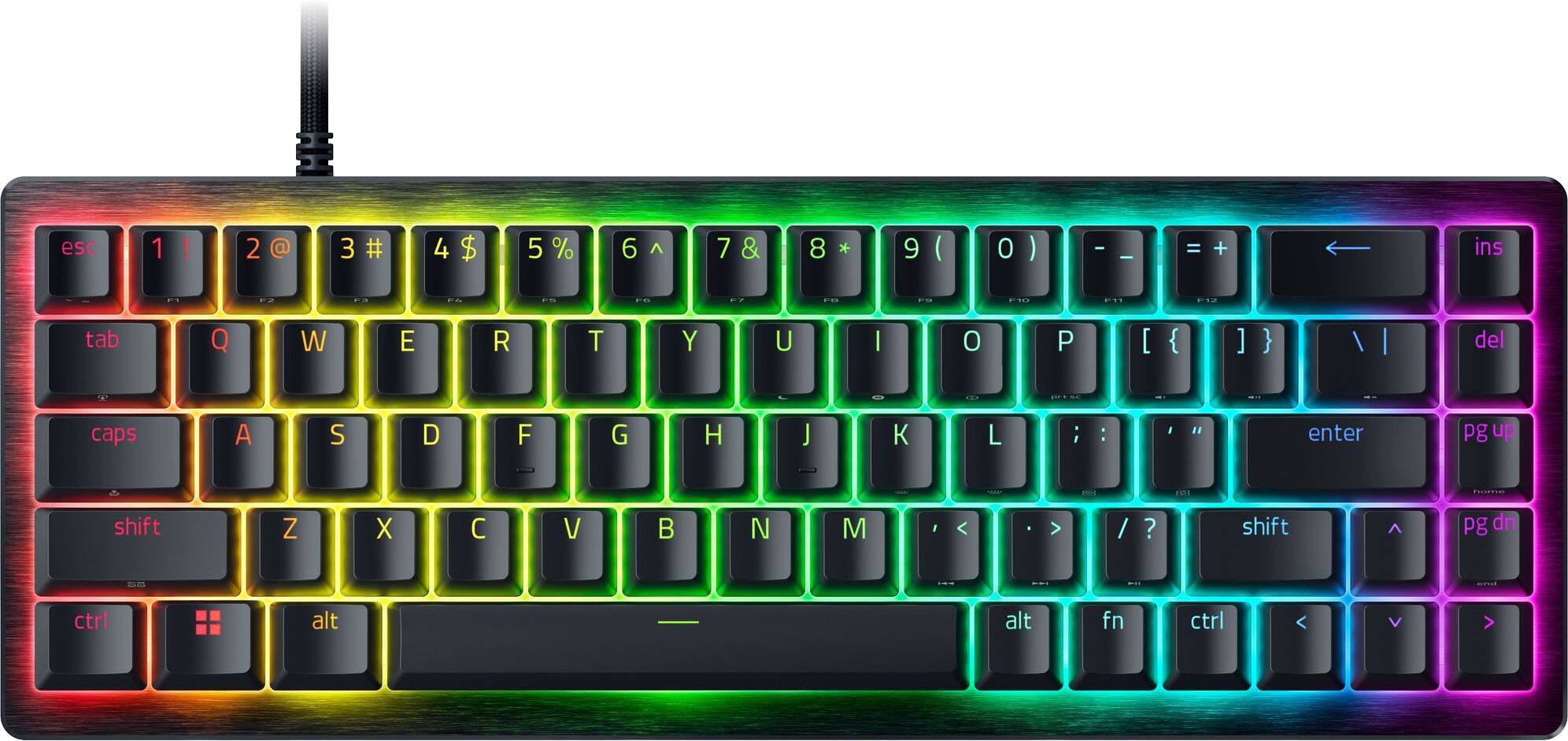 esc 1 ! 2 @ 3 # 4 $ 5 % 6 ^ 7 & 8 * 9 ( 0 ) - = + ins tab Q W E R T Y U I O P [ { ] } \ del caps A S D F G H J K L ; : " enter pg up shift Z X C V B N M , < > / ? shift pg dn ctrl alt - alt fn ctrl
