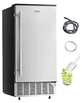 VEVOR - Undercounter Built-in Ice Maker, 80 Lbs/Day Under Counter Ice Maker Machine with Reversible Door Stainless Steel - Silver
