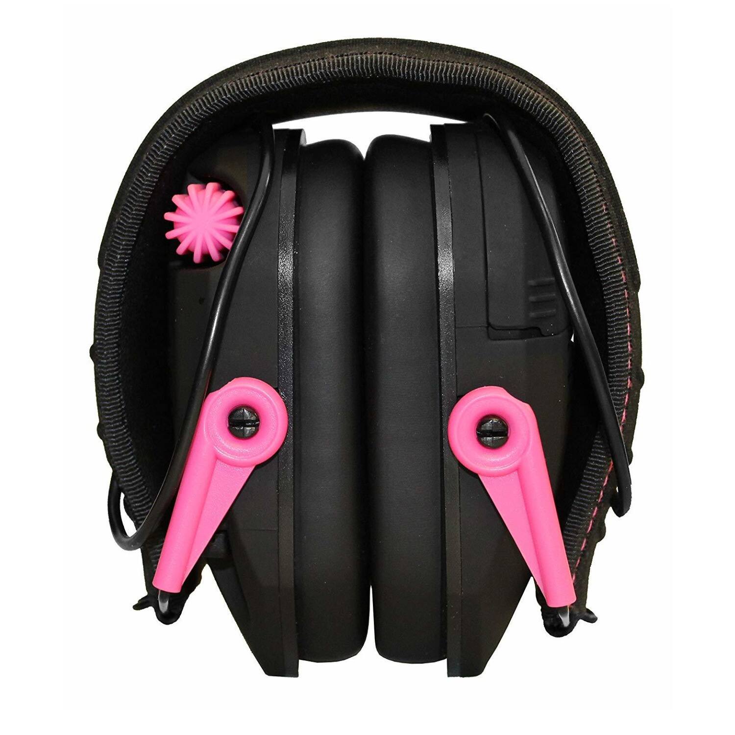 Back. Walkers - Walkers Razor Shooting Muff (Black) with Walkie Talkie and OTG Glasses Kit - Black/Pink.