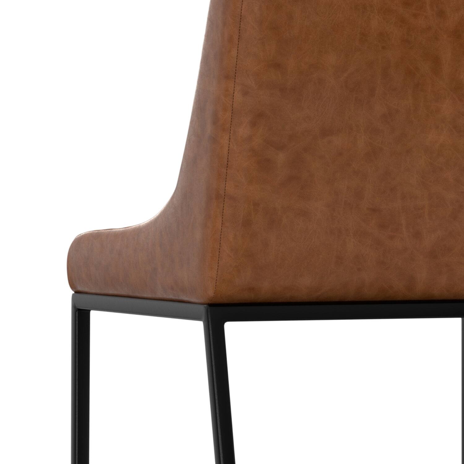 Alt View 5. Simpli Home - Melody Dining Chair (Set of 2) in Distressed Tan Vegan Faux Leather - Distressed Tan.