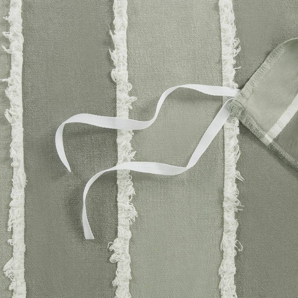 Alt View 5. Gracie Mills - Gracie Mills Ara 3 Piece Striped Cotton Duvet Cover Set - Sage.