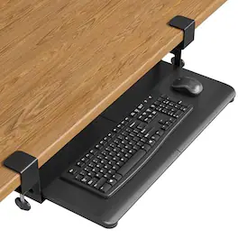 Hirose Alice - Kmt01 Under Desk Tray Pull-out & Mouse Platform With C-clamp 25.6 X 11.8 In Space-saving Slide-out Drawer Ca - Black-25.6" x 11.8"