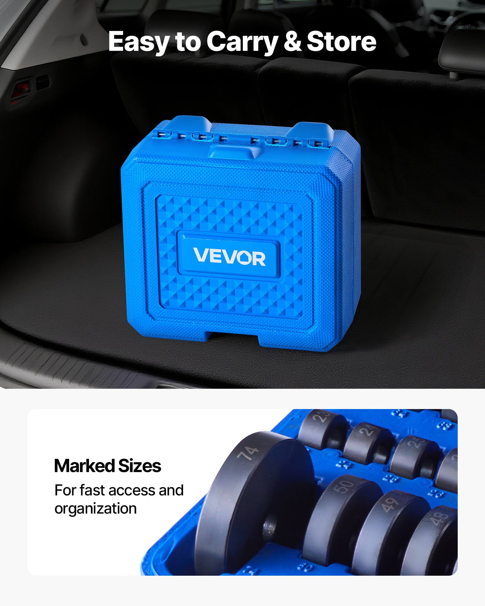 Easy to Carry & Store

VEVOR

Marked Sizes

For fast access and organization

74 23 2 H 2 50 49 48 A