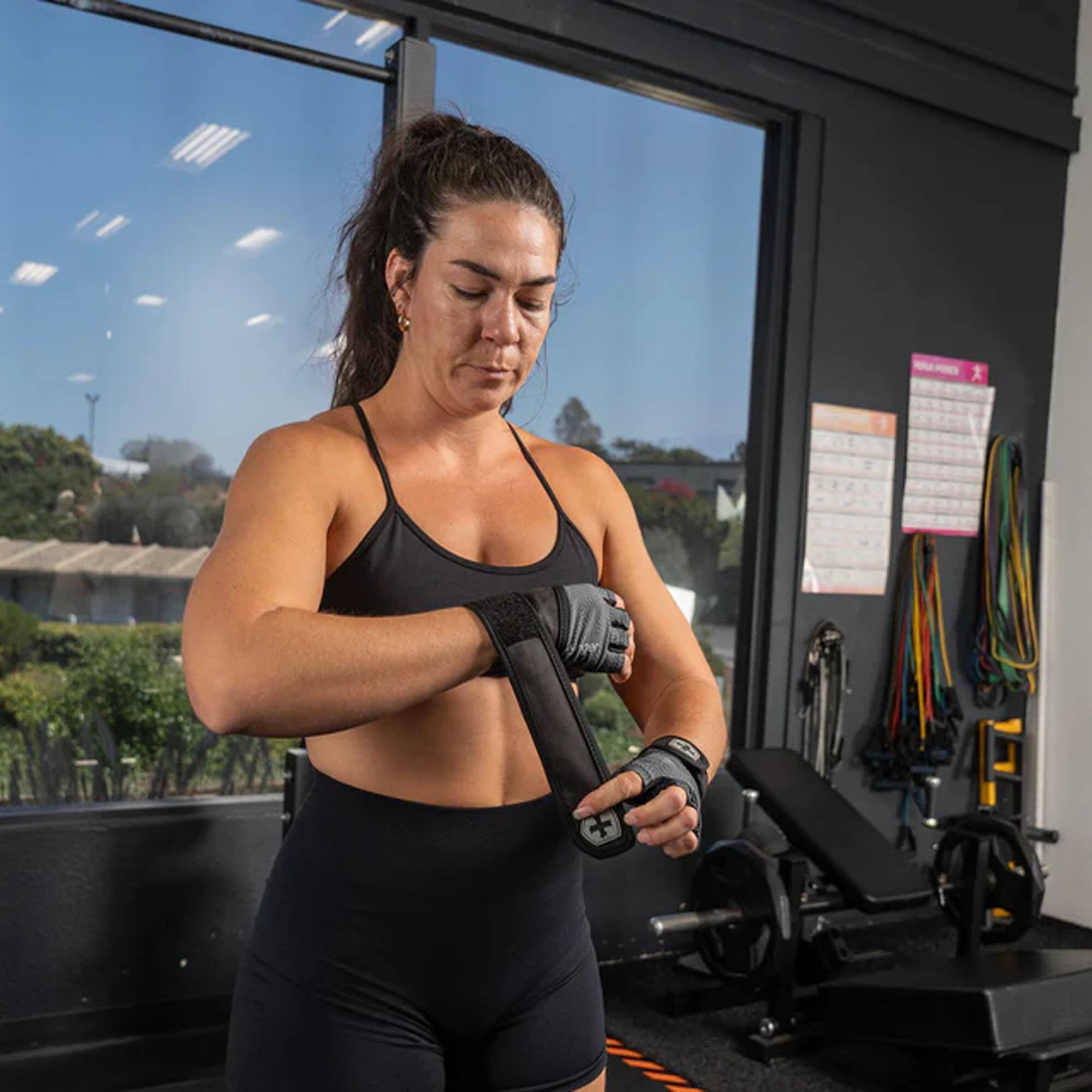 Alt View 4. Harbinger - Harbinger Women's Pro Wrist Wrap Gloves 3.0 - Carbon - Small - Carbon.