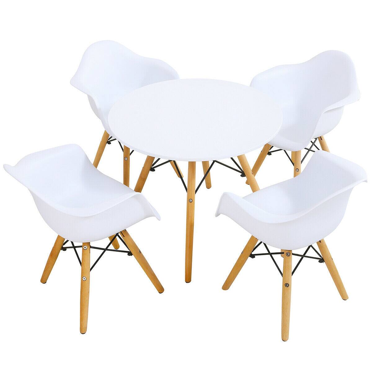 Alt View 7. Gymax - Gymax 5 PC Kids Round Table Chair Set with 4 Arm Chairs White - White.