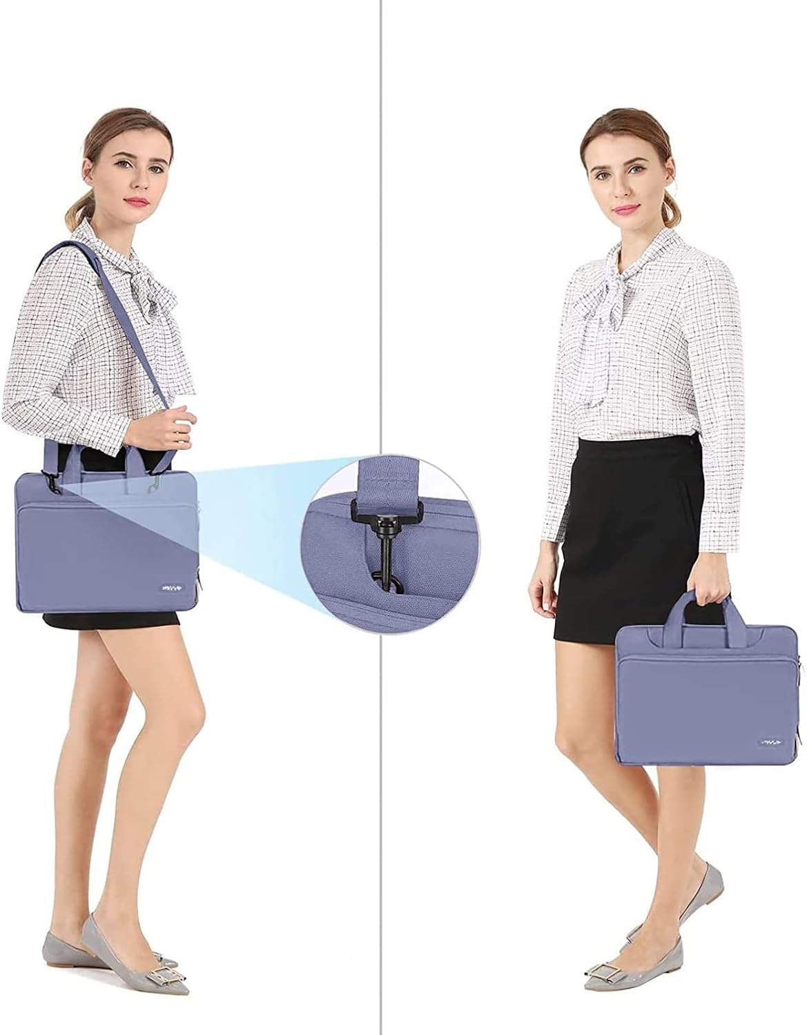 Alt View 1. mosiso - 360 Protective Laptop Bag 15.6 inch,Computer Carrying Case with Shoulder Strap for MacBook Air Pro 15 16 HP Dell Asus - Lavender Gray.