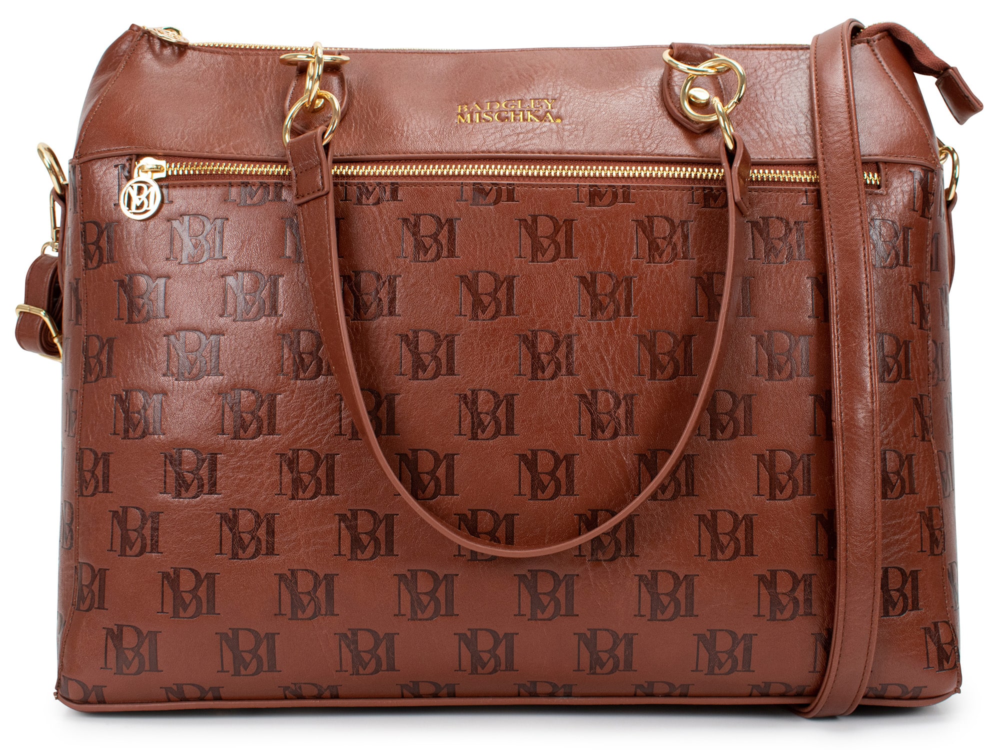 Badgley Mischka - Madalyn Vegan Leather Weekender Tote Bag | Tan - Brown