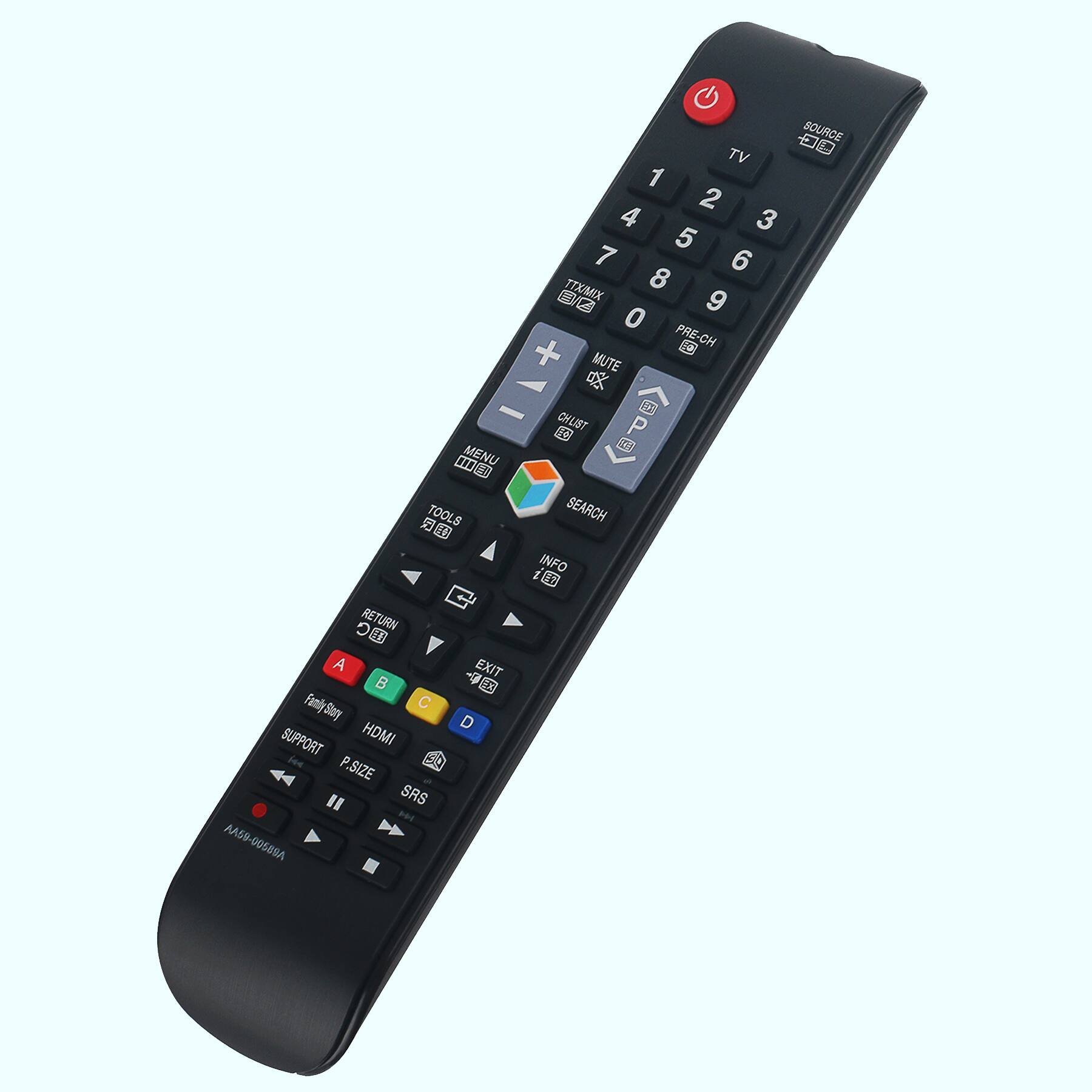 Sure, here is the corrected and grouped text from the image:

---

**Top Section:**
- SOURCE TV
- 0 1 2 3 4 5 6 7 8 9 0
- PRE-CH + MUTE x - F CHLIST
- 16 100 CCN MENU TOOLS SEARCH INFO RETURN

**Middle Section:**
- Famly C Slory SUPPORT HDMI P SIZE 50" SRS AA5P-0958SA AA5B EXIT D

**Bottom Section:**
- SOURCE TV
- 1 2 3 4 5 6 7 8 9 0
- PRE-CH
- MUTE
- CHLIST
- INFO
- TOOLS
- SEARCH
- RETURN
- EXIT
- A B C D
- FULL STORY
- SUPPORT HDMI P SIZE SRS
- PASSO-DUOMA

---

This text is organized based on the layout of the remote control.