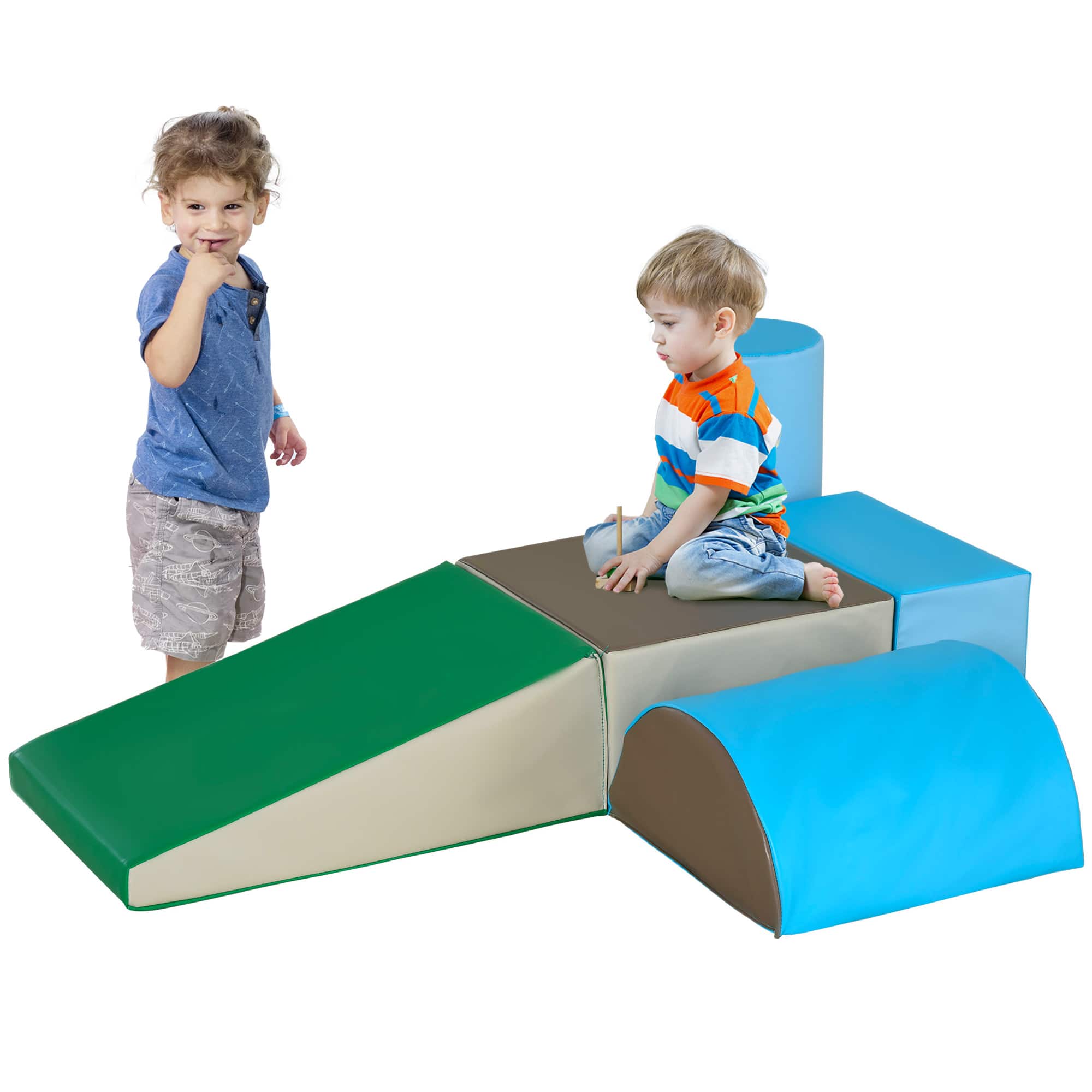 Soozier - 5 Piece Climb and Crawl Activity Play Set, Baby Soft Play Set, Foam Climbing Blocks, Toddlers, Indoor Play Equipment