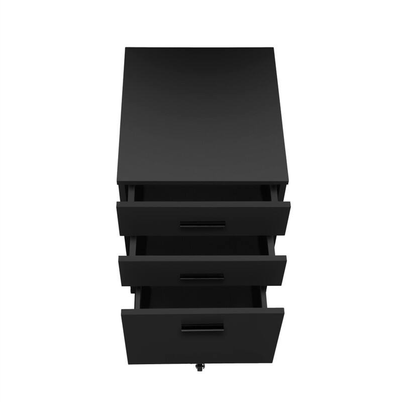 Angle. HTUTWOO - File Cabinet - 3-Drawer Rolling Mobile Storage Cabinet, Printer Stand, Office Organization, Black Laminate Finish - Black.