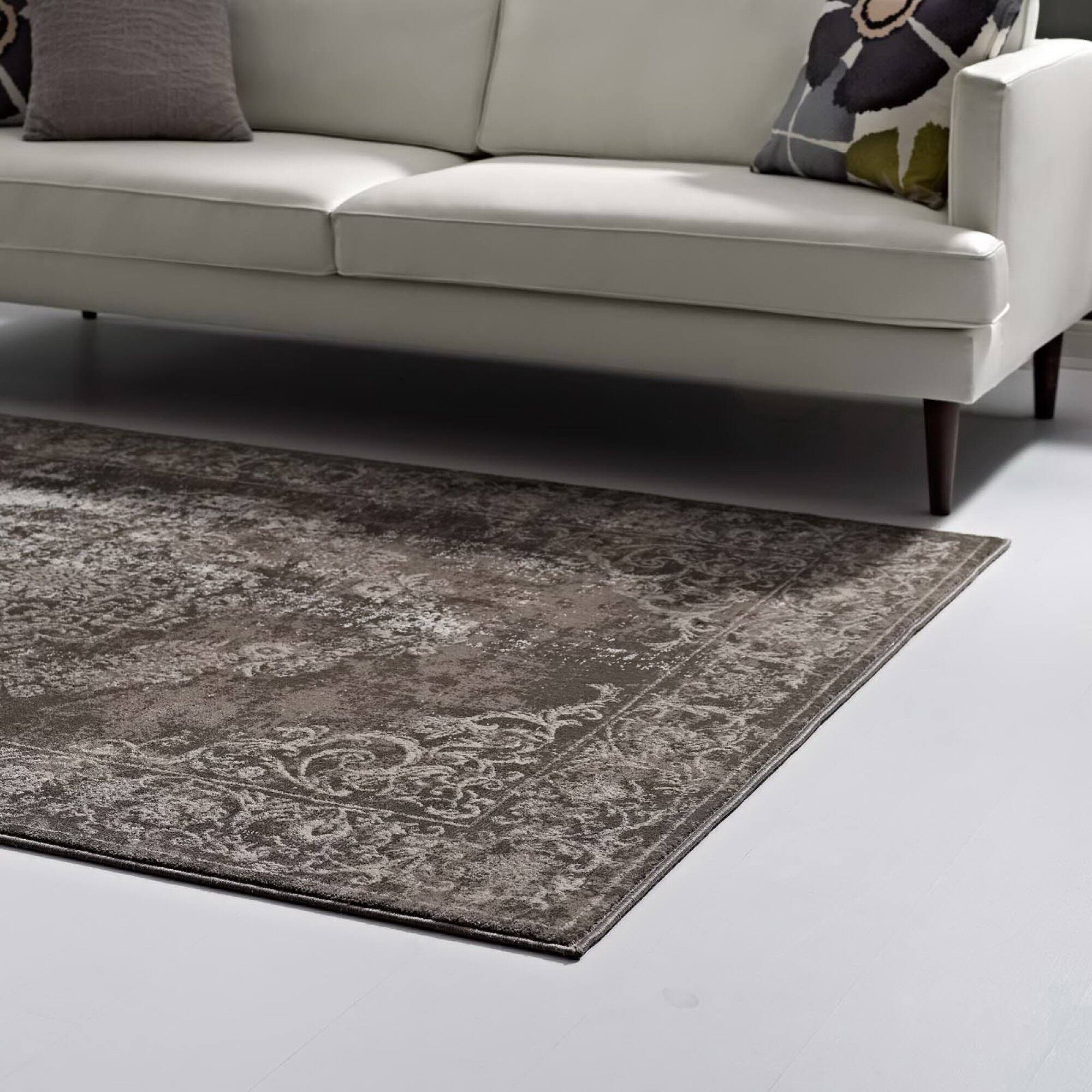 Back. Modway - Gamela Rustic Vintage Ornate Floral Medallion Area Rug - Antique Light and Dark Brown.