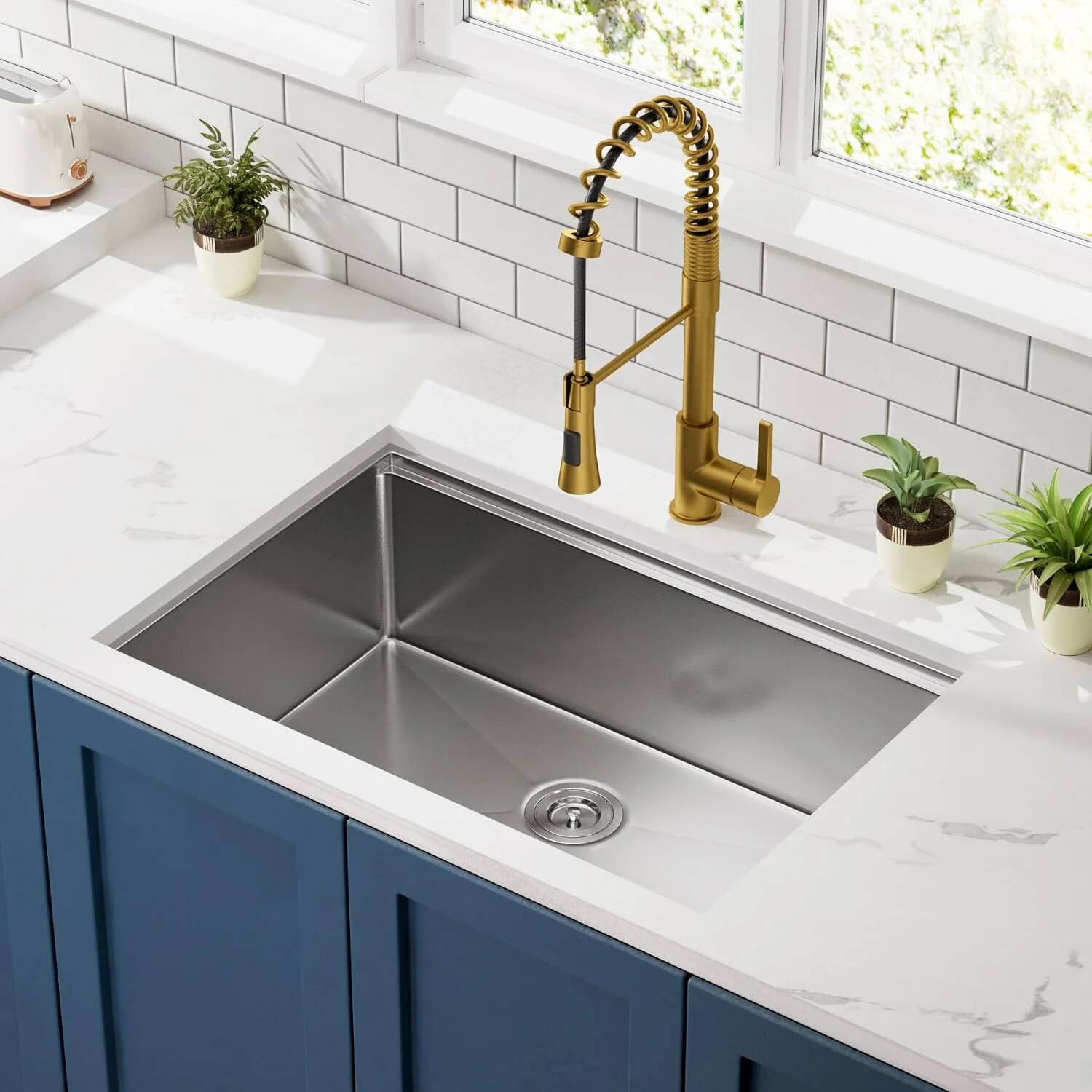 Back. APRILSOUL - 32x18 Inch Undermount Workstation Sink Stainless Steel Single Bowl Kitchen Sink 18 Gauge - Gray.