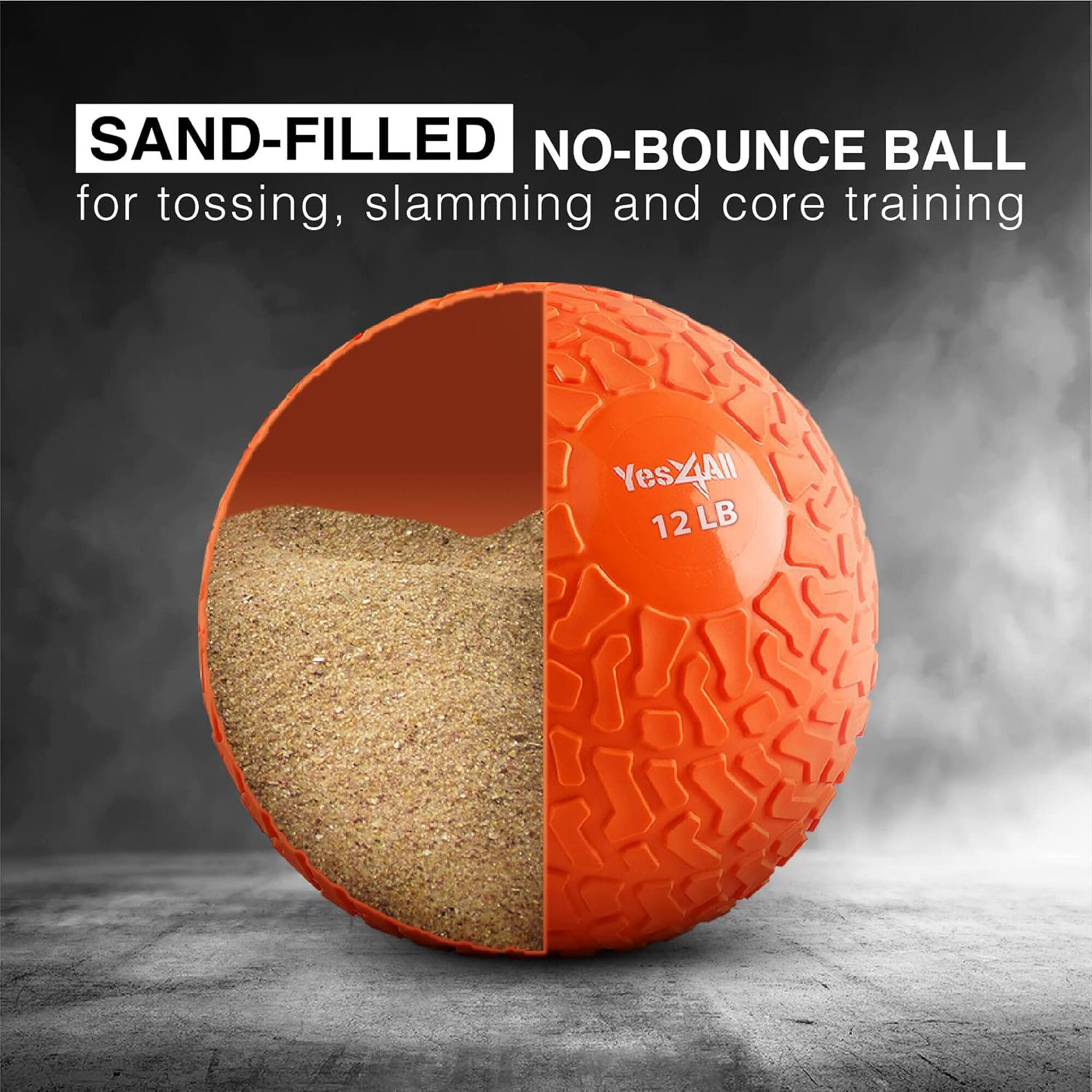 SAND-FILLED NO-BOUNCE BALL for tossing, slamming and core training  
Yes4All  
12 LB