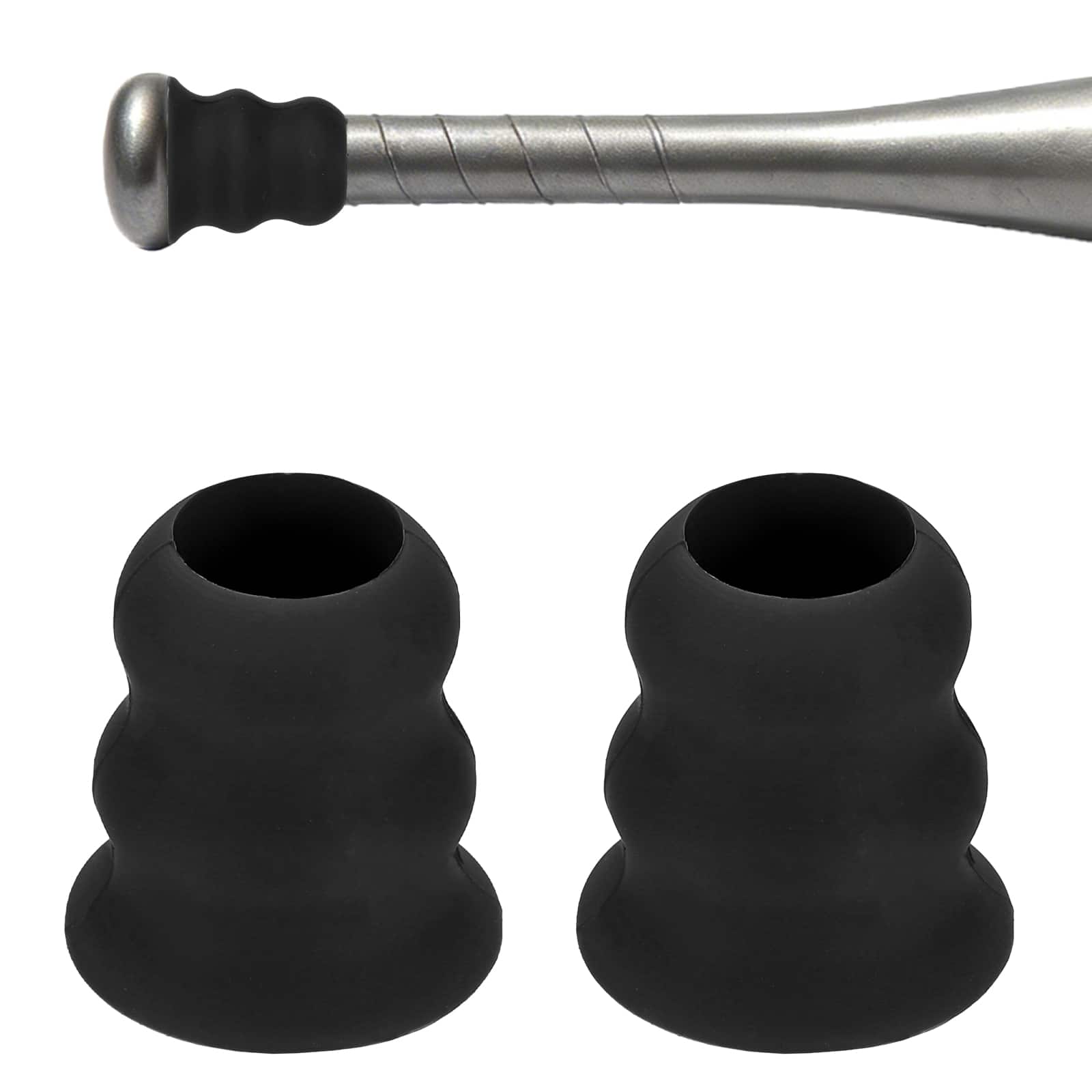 Unique Bargains - Bat Taper, Knob Taper Silicone Non-slip Ergonomic Grip, Easy Installation 2pcs - Fits Most Softball/Baseball Bats - Black