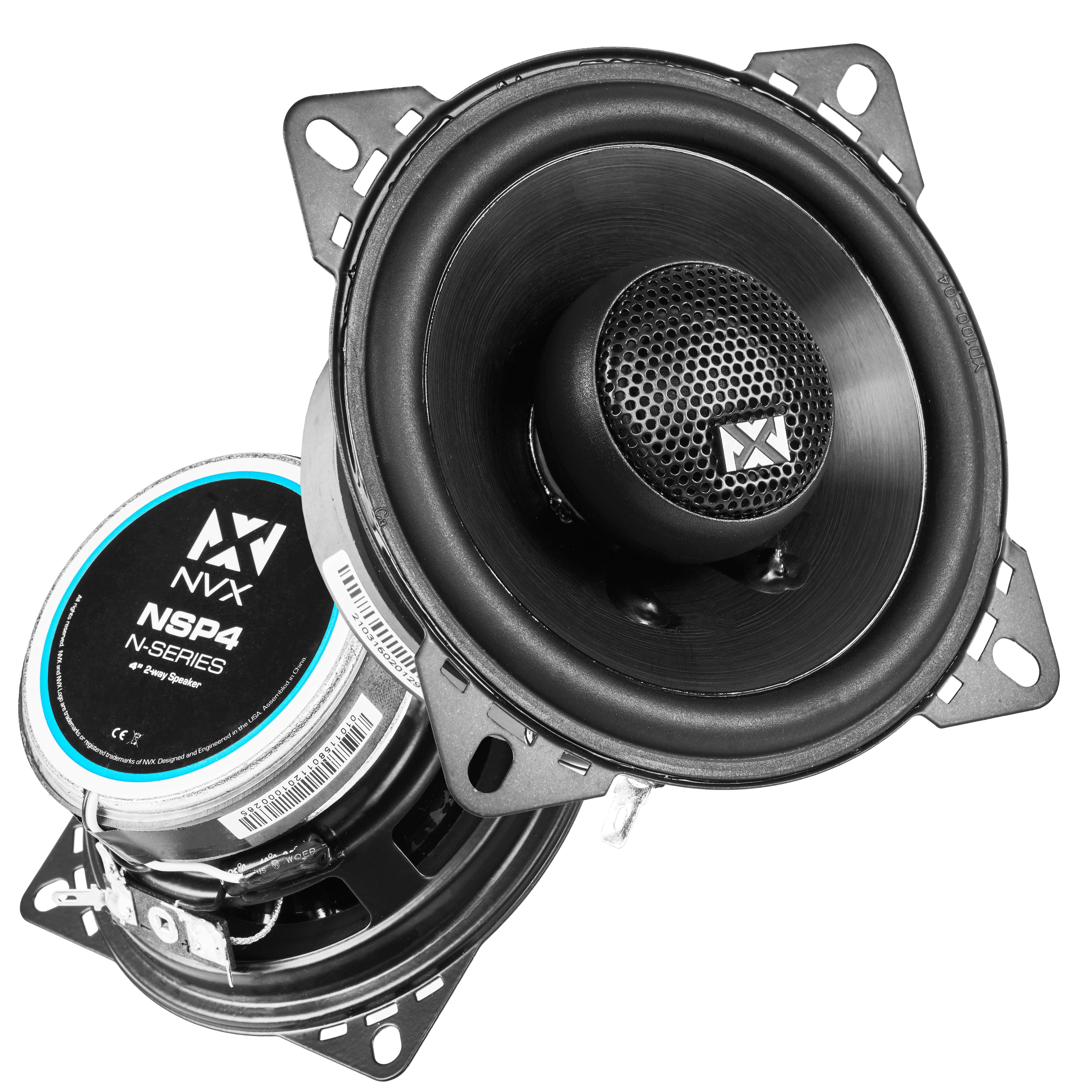 NVX - NSP4 300W Peak (100W RMS) 4in N-Series 2-Way Coaxial Car Speakers with 20mm Silk Dome Tweeters