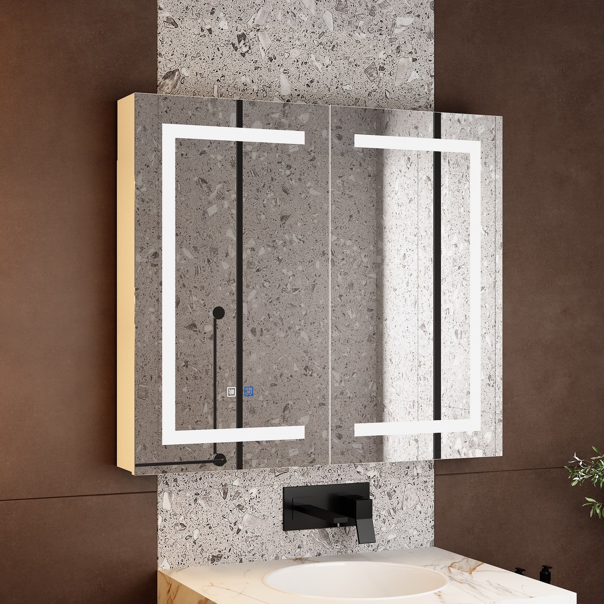 Famapy - Smart Bathroom Mirror Cabinet with LED Lighting, Anti-Fog, Hidden Storage & Modern Vanity Design - White