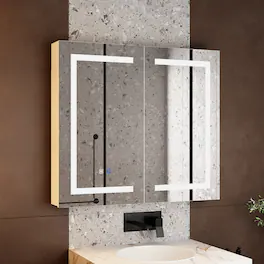 Famapy - Smart Bathroom Mirror Cabinet with LED Lighting, Anti-Fog, Hidden Storage & Modern Vanity Design - White