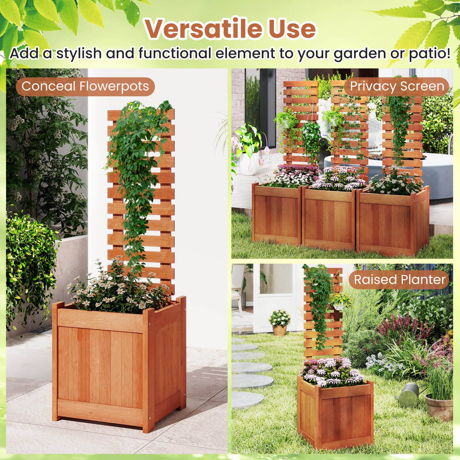 Versatile Use  
Add a stylish and functional element to your garden or patio!  

Conceal Flowerpots  
Privacy Screen  
Raised Planter