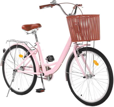 Front. GARVEE - 24" Cruiser Bike Commuter Bike Beach Cruiser with Ergonomic Upright Design Comfort Commuter Bicycle - Pink.