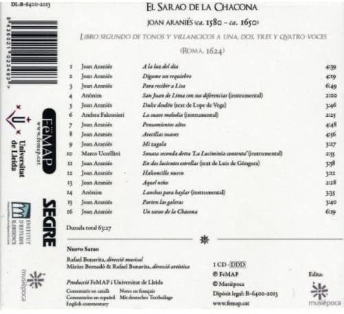 Nuevo Sarao - El Sarao de la Chacona   - COMPACT DISCS [CD] price history on PriceWatchPro