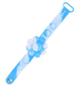 Toynk - Pop Fidget Toy 13-Button Blue and White Flower Bracelet Accessory - Blue/White