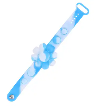 Front. Toynk - Pop Fidget Toy 13-Button Blue and White Flower Bracelet Accessory - Blue/White.