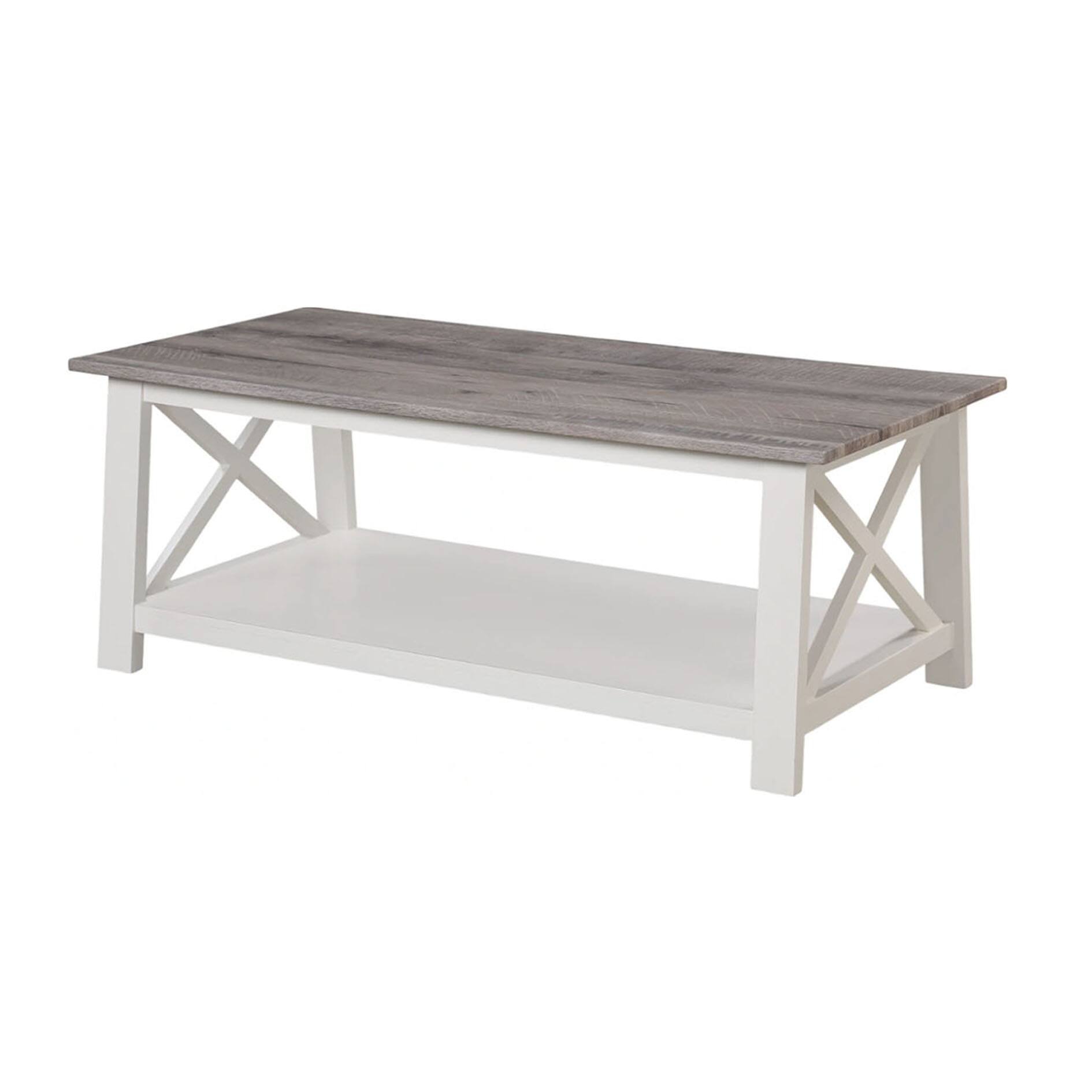 Manhattan Lane Heo 3pc Coffee and Side End Table Set, Wood Top, White X ...