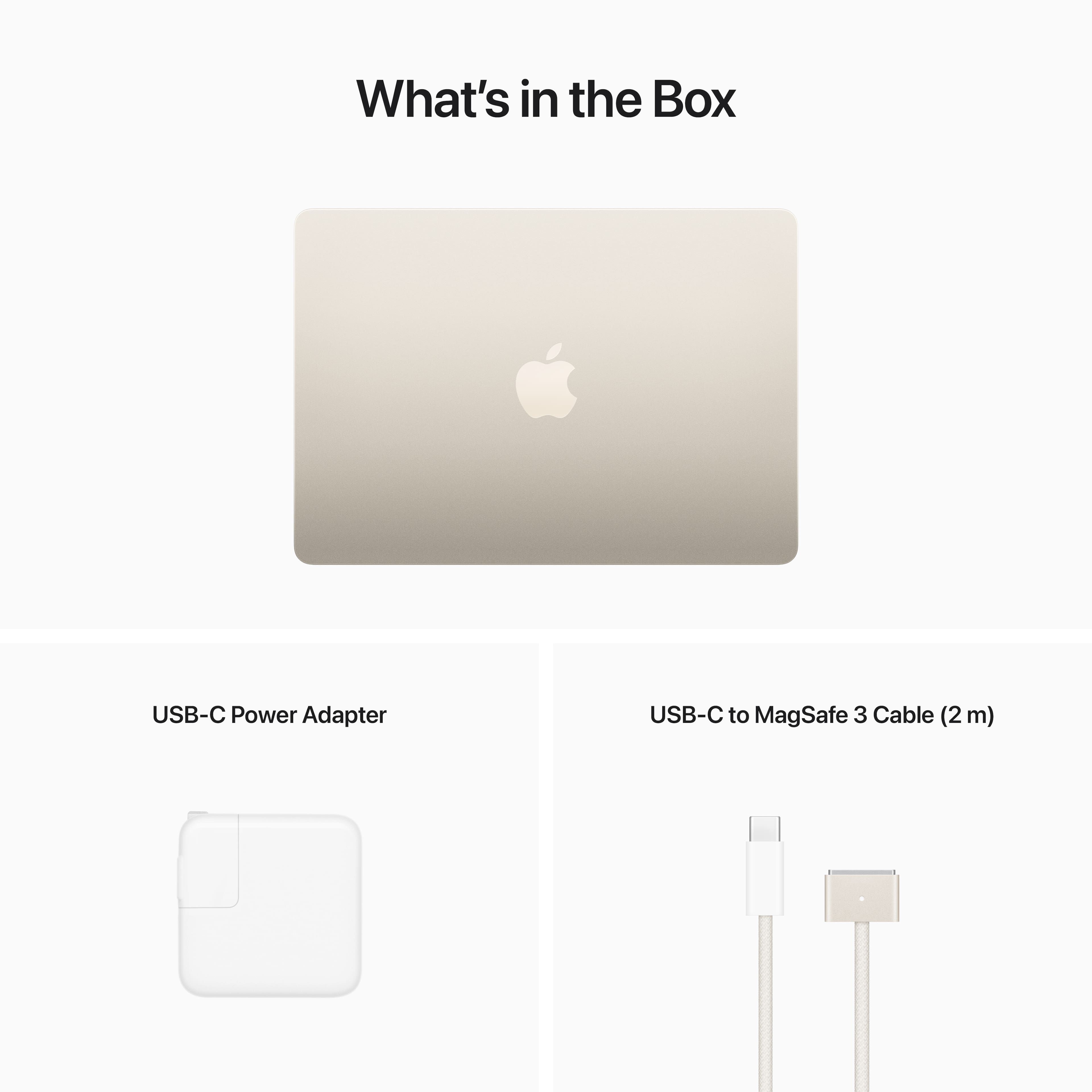 What's in the Box: USB-C Power Adapter, USB-C to MagSafe 3 Cable (2m m)