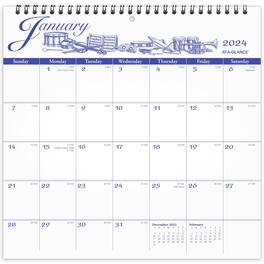 AT-A-GLANCE - Illustrator's Edition Wall Calendar Victorian Illustrations Artwork 12 x 12 White Blue Sheets 12 Month Jan to Dec 2026