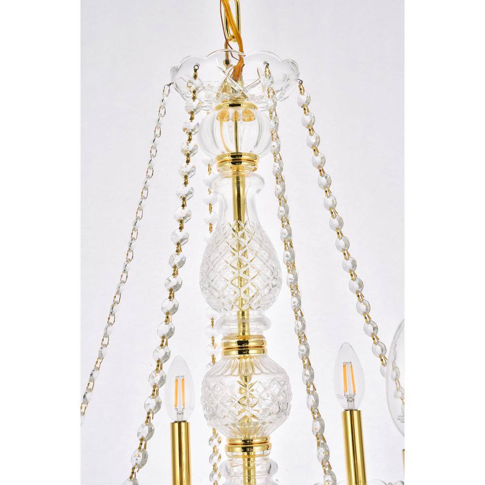 Back. Elegant Lighting - Verona 6 light Gold Chandelier Clear Royal Cut Crystal - Gold.