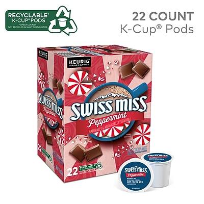 RECYCLABLE K-CUP PODS  
CHECK LOCALLY NOT RECYCLED  
22 COUNT  
K-Cup® Pods  
KEURIG  
SWISS MISS  
Peppermint  
FLAVORED  
ARTIFICIALLY NATURALLY  
22 COUNT  
SWISS MISS  
Peppermint  
NOT COCA MX