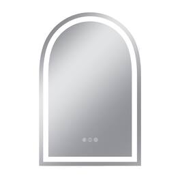 Boyel Living - 20 x 30 in Rectangle Aluminum Frame Arched Mirror with Front Light and Anti-Distortion Glass