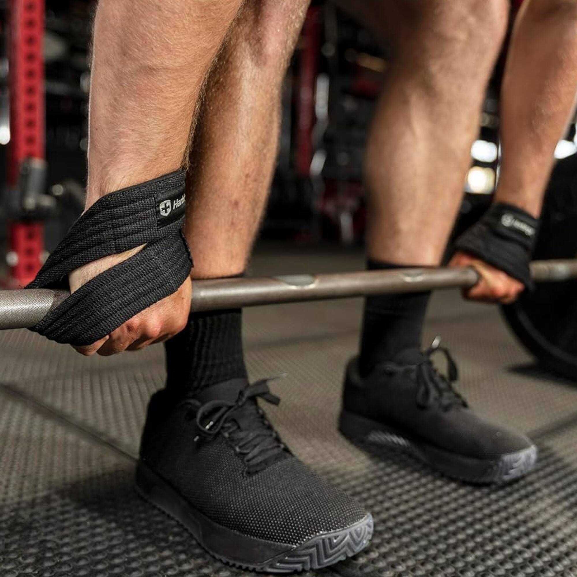 Alt View 2. Harbinger - Harbinger Figure 8 Padded Lifting Straps - Black - Large/Xlarge - Black.