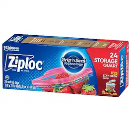 Ziploc - Medium Storage Bags, 1 Qt., 24/Carton - Clear
