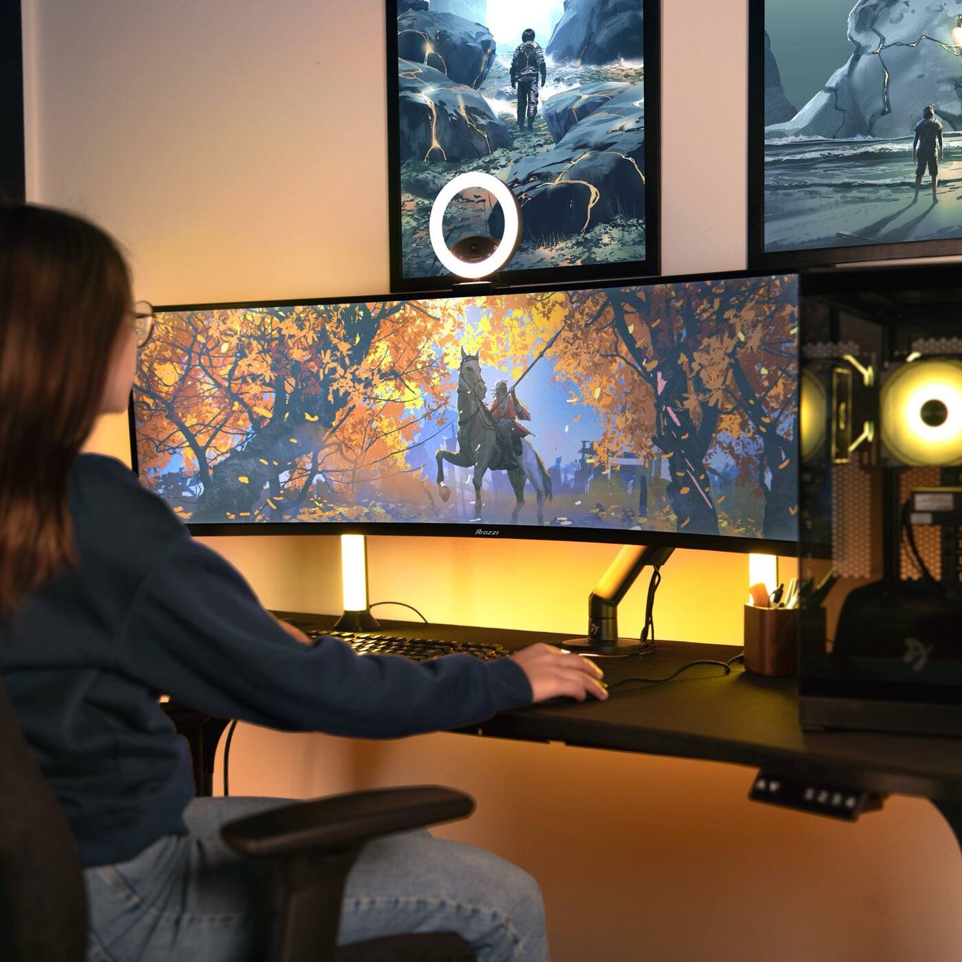 Angle. Arozzi - Arozzi Nova 49“ Curved VA 165Hz Ultrawide Gaming Monitor - Black - Black.