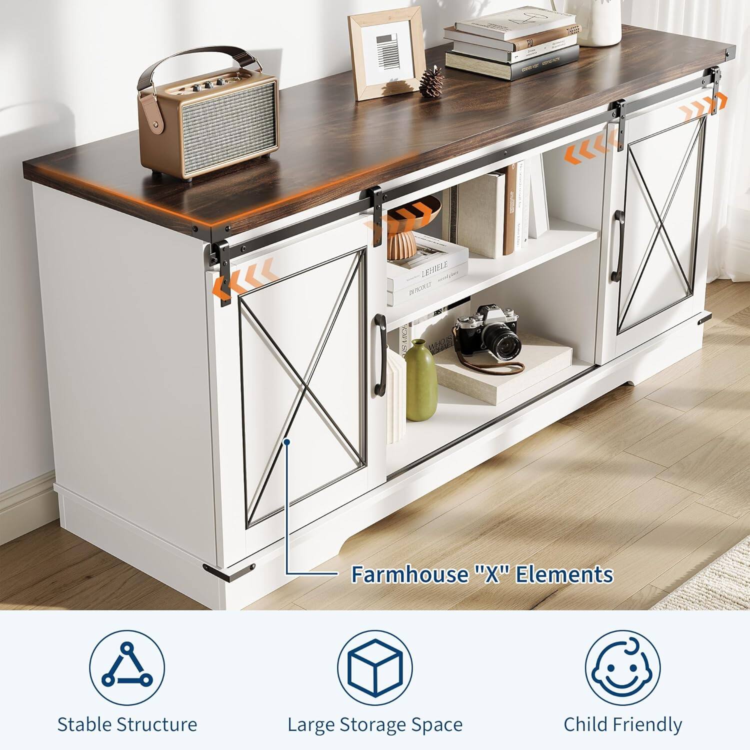 Farmhouse "X" Elements

- Stable Structure
- Large Storage Space
- Child Friendly