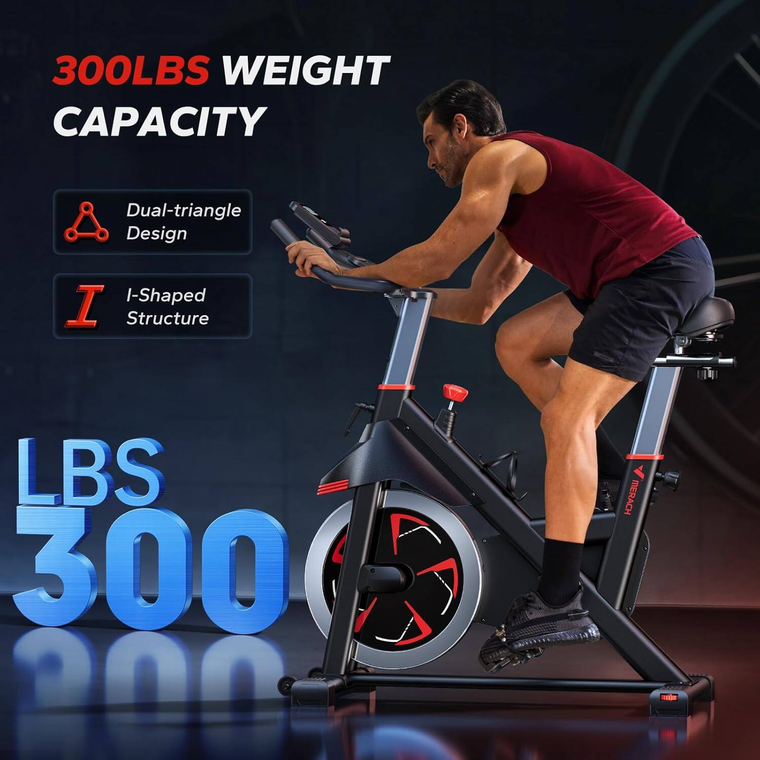 300LBS WEIGHT CAPACITY  
Dual-triangle Design  
I-Shaped Structure  
LBS 300