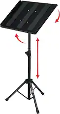 Front. Gator Frameworks - Compact Adjustable Media Tray Stand with Tripod Base, VESA Mount, and Height Adjustment.