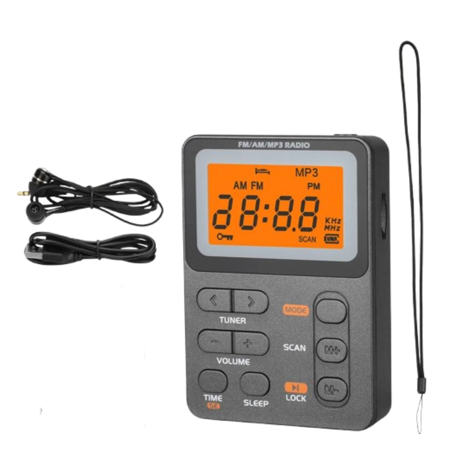 Home Collection - Pocket Digital AM/FM Radio with LCD Screen & MP3 Player