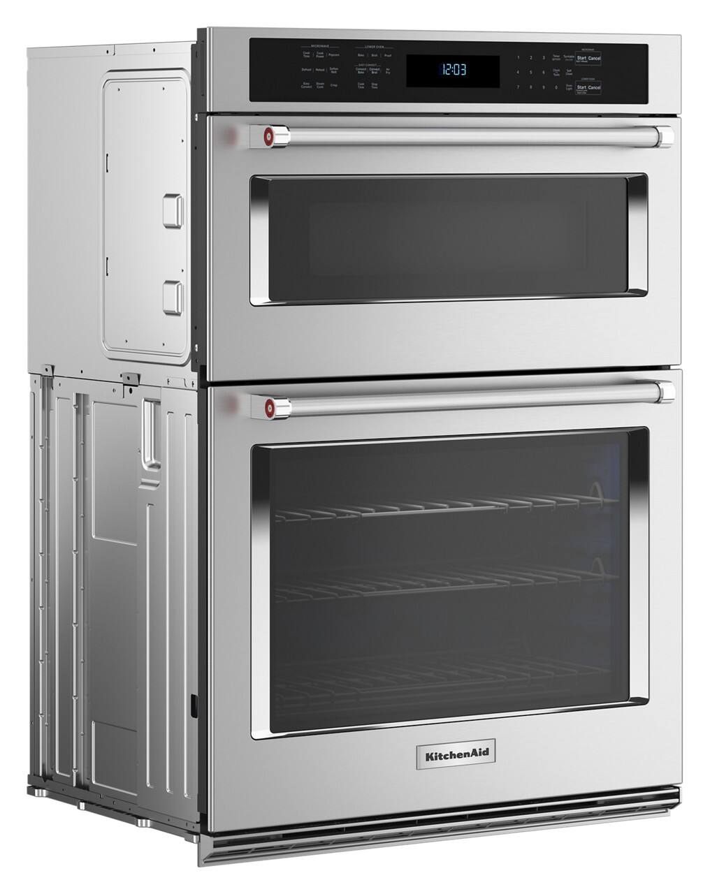 Alt View 1. KitchenAid - 27" Built-In Electric Convection Double Wall Combination with Microwave and Air Fry Mode - Stainless Steel.