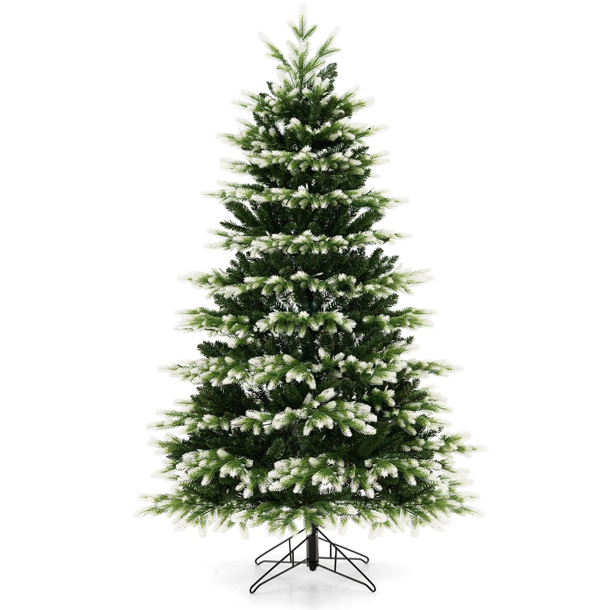 Alt View 19. Costway - 6 FT Pre-Lit Christmas Tree 3 Modes Hinged with Quick Power Connector & 350 Lights - Green/White.